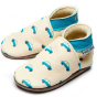Inch Blue leather baby Shoes with blue collar and cream base