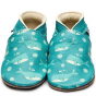 Inch Blue turquoise Wilder Whale Leather baby shoes with whales printed on