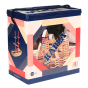 Kapla 120 red, pink and dark blue stacking wooden toy blocks set on a white background
