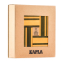 Kapla eco-friendly yellow and green book and building blocks toy set on a white background