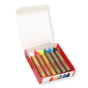 Kitpas 6 coloured rice bran wax crayons in their box on a white background