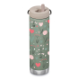 Klean Kanteen TKWide Limited Edition Insulated 20oz / 592ml Twist Cap - Flowers. A lovely olive green with pretty pink heart and swirl flowers on a white background