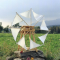 Kraul Sail Windmill with white sails, outside with small dolls.