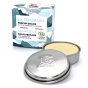Lamazuna Solid Perfume in Audacious scent, product in metal tin pictured next to packaging on a plain white background