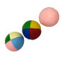 collection of 3 Lanco natural rubber sensory balls pictured on a plain coloured background