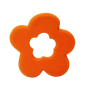 natural rubber orange flower shaped teething toy by Lanco pictured on a plain white background
