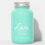 Lani Tropical Blue Mint Facial Cleansing Powder- vegan, plastic free and cruelty free beauty. Blue bottle on a white background
