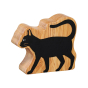 Lanka Kade eco-friendly wooden black cat toy figure on a white background