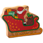 Back side of the Lanka Kade plastic free father christmas sleigh toy on a white background