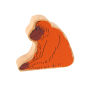 Lanka Kade handmade wooden orange orangutang figure on a white background