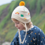 A child wears the LGR Flower Knitted Hat in an outdoor setting.