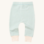 Little Green Radicals Garden Birds Organic T-Shirt & Jogger Playset, made from GOTS Organic Cotton, the photo shows the light blue and light cream striped jogger pant