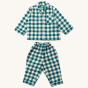 LGR Blue Check Classic Button-Up Pyjamas on a plain background.