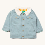 LGR kids blue sherpa collar twill jacket on a white background