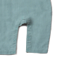 Close up of the legs on the LGR kids fairtrade adventure dungarees on a white background