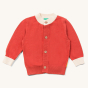 LGR kids red organic cotton knitted cardigan on a white background