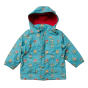 LGR eco-friendly childrens leo lion waterproof rain coat laid out on a white background