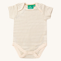 A closer look at the striped Little Green Radicals Counting Sheep Organic Baby Body Set - 2 Pack babygrow