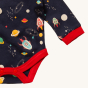 Cuff and pattern detail on the LGR Outer Space Baby Body Set.