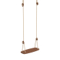 Lillagunga eco friendly walnut wooden rope swing with beige ropes on a white background