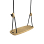 Close up of the Lillagunga black rope classic swing on a white background