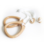 Close up of the Lillagunga wooden hanging rings on a white background