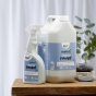 Bio-D 500ml bottle of natural limescale remover, next to 5 Litre tub of Bio-D limescale remover