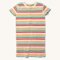 Little Green Radicals Adaptive Easy Feeding Rainbow Striped Henley Tunic pictured on a plain background