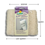 LoofCo Body Loofah in cardboard packaging sleeve pictured on a plain white background with approximate product dimensions, 100mm by 115mm