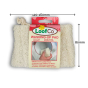 LoofCo Loofah Washing-Up Pad pictured on a plain white background with approximate measurements of the product, 120-160mm by 80mm