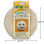 LoofCo Bath Time Smile Loofah in cardboard sleeve packaging pictured on a plain white background with product dimensions. 130mm