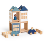 Lubulona handmade wooden stacking town playset stacked on a white background