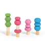 Lubulona eco-friendly stacking spring tree toys lined up on a white background