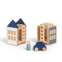 Lubulona mini wooden winterburg stacking town toy set on a white background