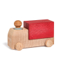 Lubulona plastic free red waldorf truck toy on a white background