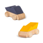 Lubulona plastic free beech wood waldorf car toys positioned on a white background