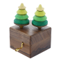 Mader handmade wooden O Christmas Tree music box on a white background
