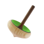 Mader handmade wooden zwirbel spinning top in green on a white background