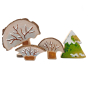 Magic Wood Summer & Winter Wooden Tree Set showing winter set pictured on a plain background