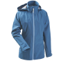 Mamalila Shelter Babywearing Rain Jacket in Vintage Blue. Front view of this technical babywearing rain coat on a white background