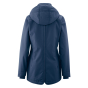Back of the Mamalila adjustable baby wearing all weather winter coat in navy blue on a white background