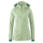 The Mamalila Soft Shell jacket is the ultimate all-rounder jacket for pregnancy, babywearing and beyond, in a solid pale green. Showing the coat without any panels.