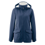 Mamalila eco-friendly womens. all weather maternity jacket in navy blue on a white background