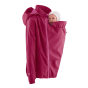 Mamalila Softshell Berry Babywearing & Maternity Jacket worn with baby with front babycarrying panel on a white background