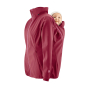 Mamalila Softshell Berry Babywearing & Maternity Jacket worn with baby in the back with the babywearing panel on a white background