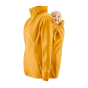 Mamalila Softshell Mustard Babywearing & Maternity Jacket worn with a baby on the back panel on a white background