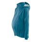 Mamalila Teal Softshell Babywearing Jacket Allrounder shown with pregnancy insert 
