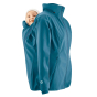 Mamalila Teal Softshell Babywearing Jacket Allrounder used in back carry mode
