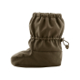 Side of the Mamalila eco-friendly toddlers allrounder winter booties in the khaki green colour on a white background