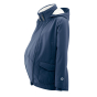 Mamalila navy blue all weather allrounder baby wearing jacket with the maternity attachment on a white background